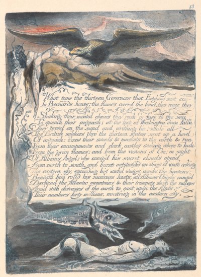 América. Una profecía, Placa 15, Cuando los trece gobernadores... de William Blake